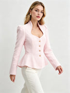 ז׳קט ורוד מחויט עם פפלום